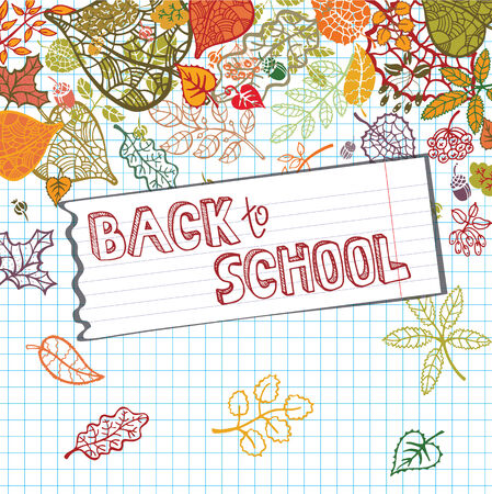 Back to school.Autumn leaves,Lined notepaperのイラスト素材