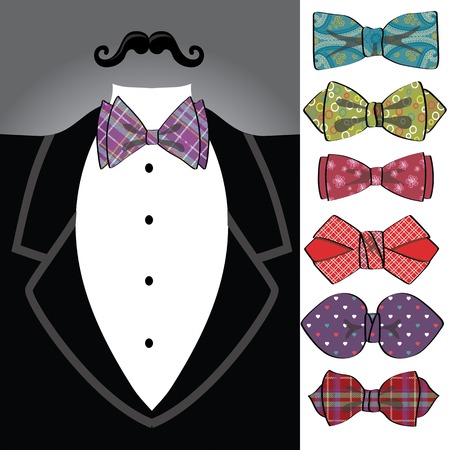 Vector tuxedo with ornamental bow tie set のイラスト素材
