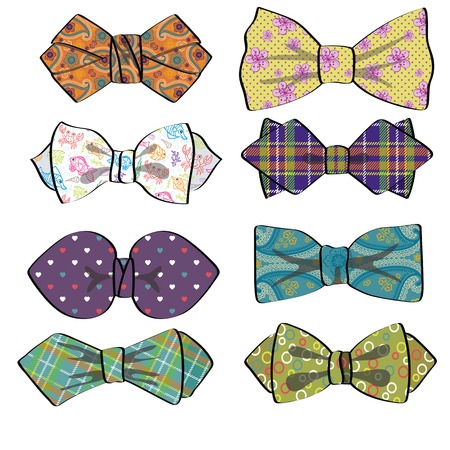 Several colored  bow tie with simple pattern.Setのイラスト素材