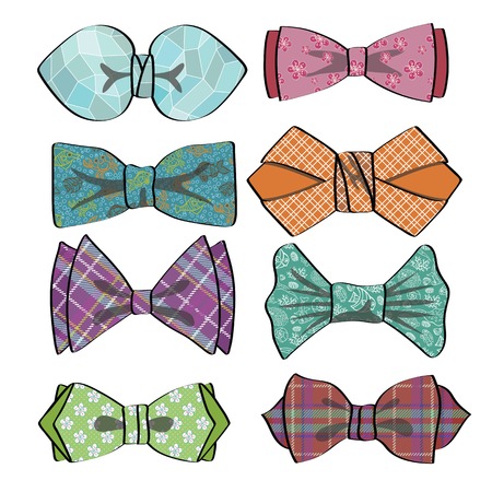 Colored  bow tie with simple pattern.Retro fashion setのイラスト素材