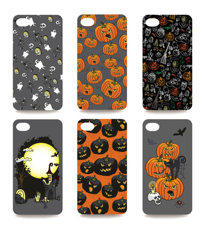 Set of Halloween ornament for mobile phone coverのイラスト素材