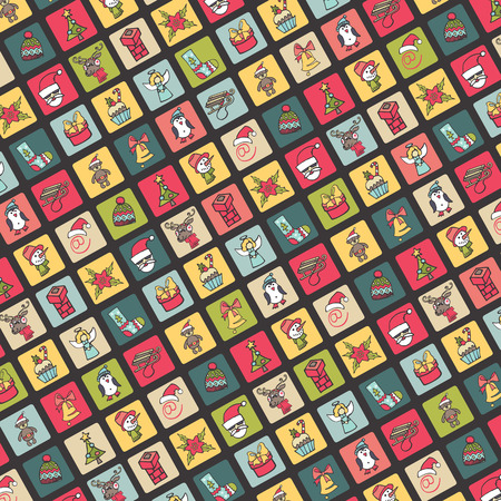 Christmas,new year icons button background.Doodlesのイラスト素材