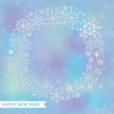 Snowflake wreath on blur backgroundのイラスト素材