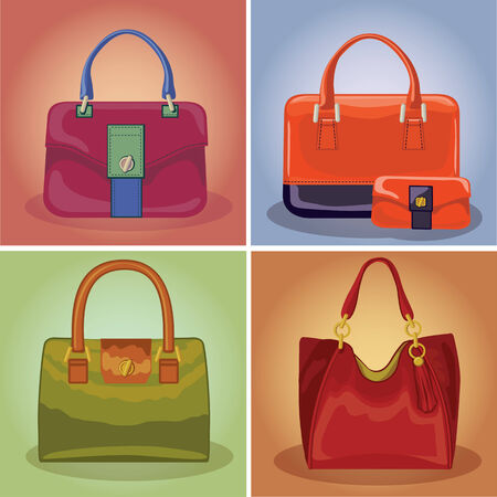 Coloured fashion women\'s handbags setのイラスト素材