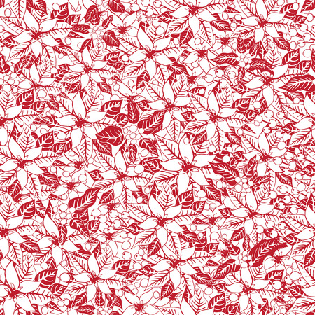 Silhouette Red poinsettia.Christmas seamless patternのイラスト素材