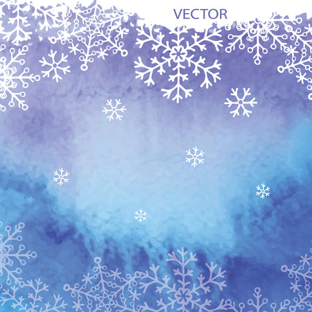 Watercolor texture with snowflakes backgroundのイラスト素材