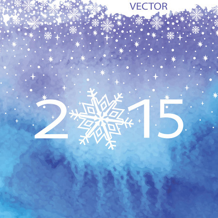 Watercolor  background.Cool colors,snowflakes,2015のイラスト素材