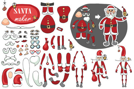 Santa Claus maker  set.Humorous Constructorのイラスト素材