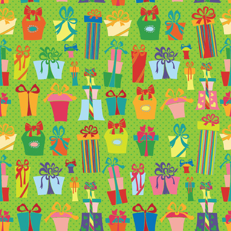Gift box seamless pattern.Flat Doodleのイラスト素材