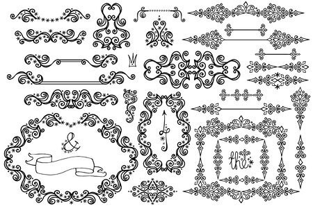 Snowflakes,frame,Border set.Winter swirls decorのイラスト素材