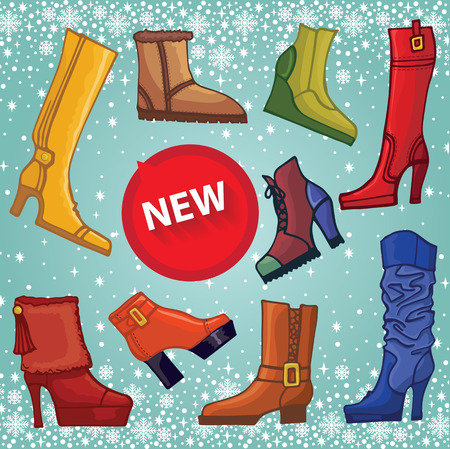 Fashionable colored women\'s shoes,boots. Newのイラスト素材