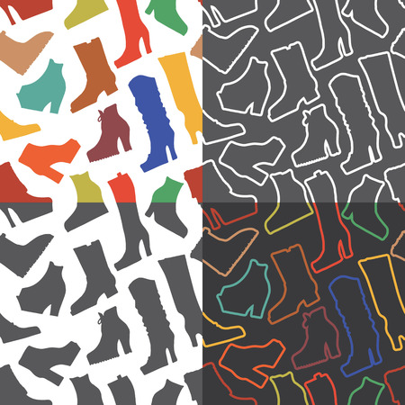 Colored women\'s boots ,shoes,seamless patternsのイラスト素材