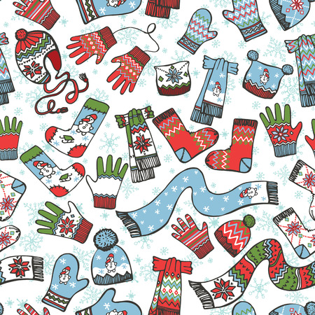 Baby Sketchy seamless pattern.Knitted clothing accessoriesのイラスト素材