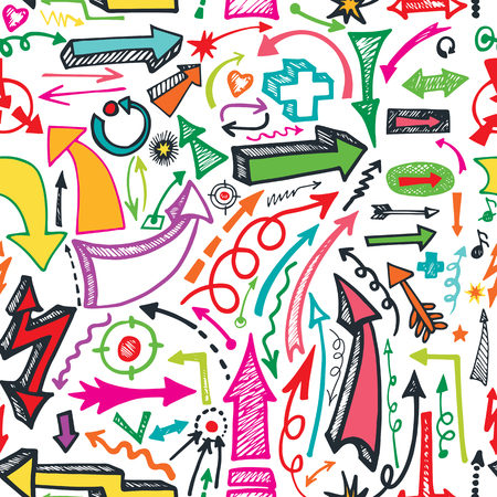 Doodle Arrow in  seamless pattern.For fabric,Wallpaper,background,textures,packaging,backdrop.Hand drawing style.Vectorのイラスト素材
