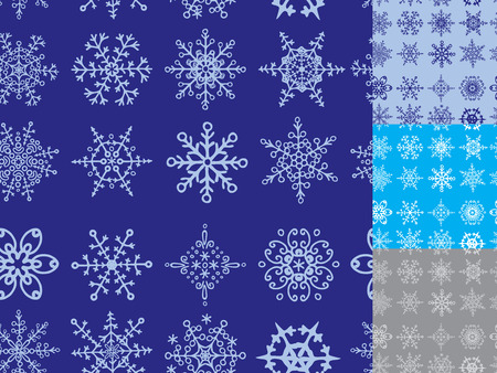 Snowflake seamless pattern  set.Winter doodles decorのイラスト素材