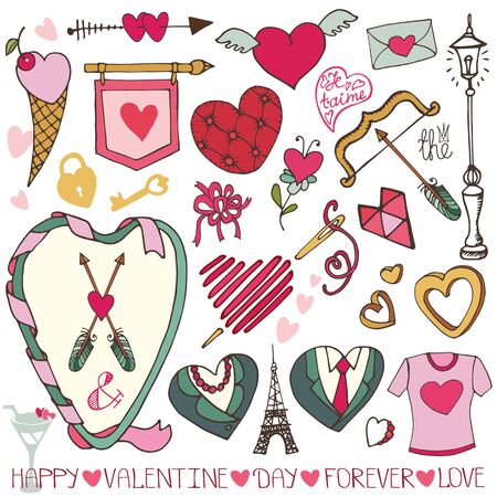 Valentine day,wedding design.Frame,hearts,love decor set.aiのイラスト素材