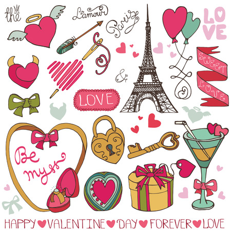 Valentine day,wedding decor.Frame,love elements collectionのイラスト素材