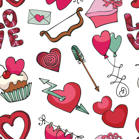 Hearts decor seamless pattern.Valentine day,wedding,loveのイラスト素材