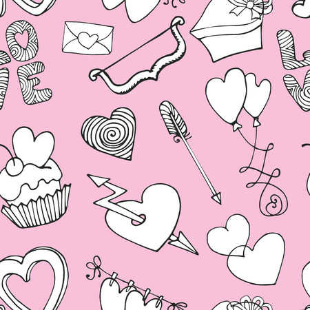 Hearts decor seamless pattern.Valentine day,love,weddingのイラスト素材