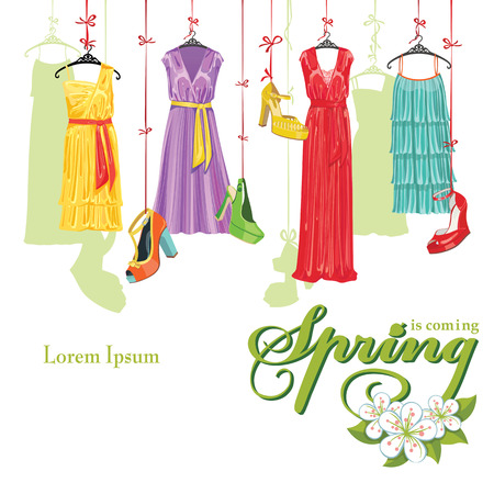 Dress and shoes.Spring Fashion Illustrationのイラスト素材