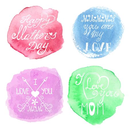 Watercolor pastel steins and headline.Mothers day cardsのイラスト素材