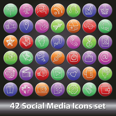 Social Media Icons set.Round volume buttonのイラスト素材