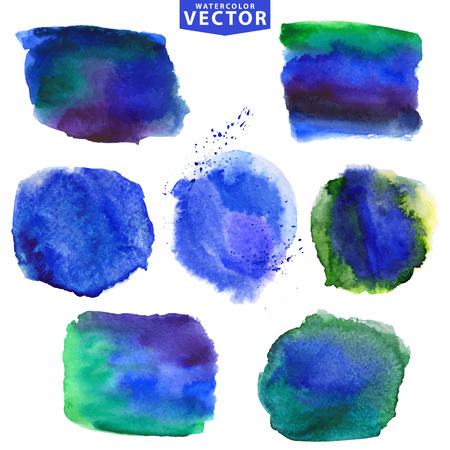 Watercolor stains.Cool,blueのイラスト素材