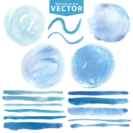 Watercolor stains,brushes .Blue ocean,sea,sky.Summerのイラスト素材