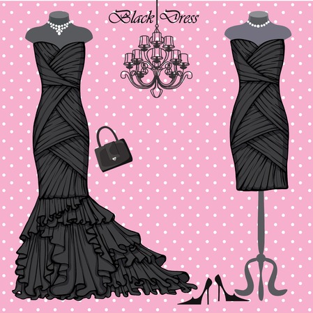 Set of  black dressesのイラスト素材