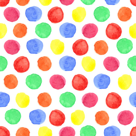 Watercolor artistic colored polka dot seamless pattern.Geometric drop,simple point,bright stein.Hand drawing Baby style background,wallpaper,fabric,backdrop.Funny Vintage vector,painting texture.のイラスト素材