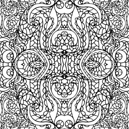 Abstract vector tribal ethnic background ,seamless  pattern.Outline ,symmetry ornament.For fabrics ,Wallpaper  background,wrapping paper,backdropのイラスト素材