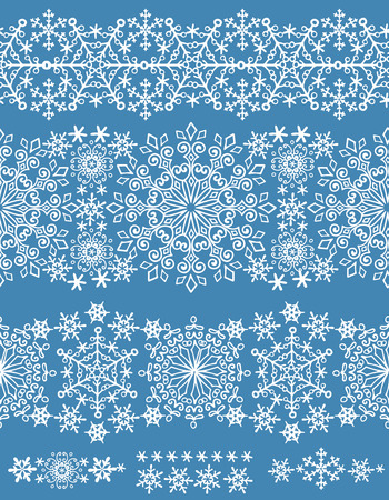 Snowflake seamless  border pattern,ornament background,Winter lace.Christmas,new year holiday decor.Roundr shape, crystal Vector.Vintage Wallpaper,Retro wrap,textileのイラスト素材