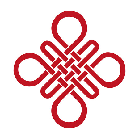 Endless Auspicious knot . China,Tibet, Eternal , Buddhism and Spirituality icon,symbol.Vector red sign.Feng  Shui traditional element,geometric ornament.のイラスト素材