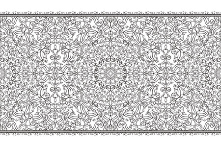 Ethnic seamless pattern borders background,ornate strip.Vintage decorative vector ornament.East,Islam,Arabic,Indian, motifs,revival swirling.Abstract Tribal texture.Orient,symmetry lace and fabric decorのイラスト素材