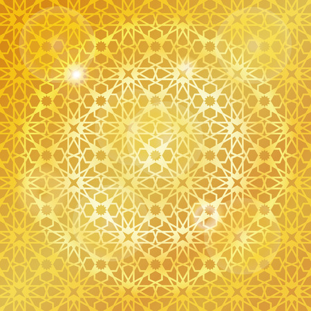 Ornamental  pattern.Vector abstract background.Arabic islamic motif,Geometrical ornament.Vector muslim,traditional mosaic backdrop.Vintage wallpaper,religious linear texture,gold holiday templateのイラスト素材