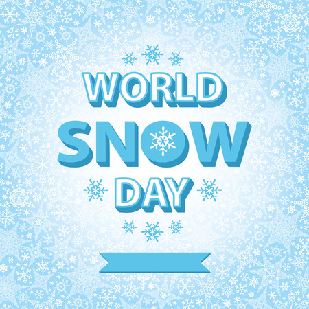 World snow day title with Snowflake pattern,ornament background,Winter elements.Christmas,new year holiday decor.Vector Shape,crystal stars.Design template,poster.International sports  day vectorのイラスト素材