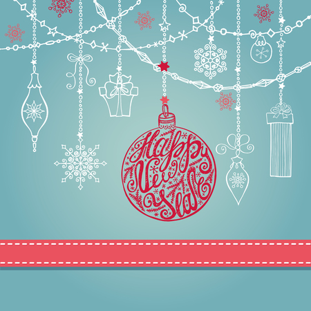 New year greeting card with ballのイラスト素材