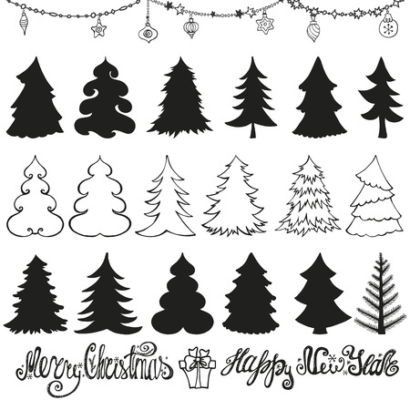 Christmas tree setのイラスト素材