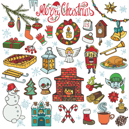 Christmas season doodle setのイラスト素材