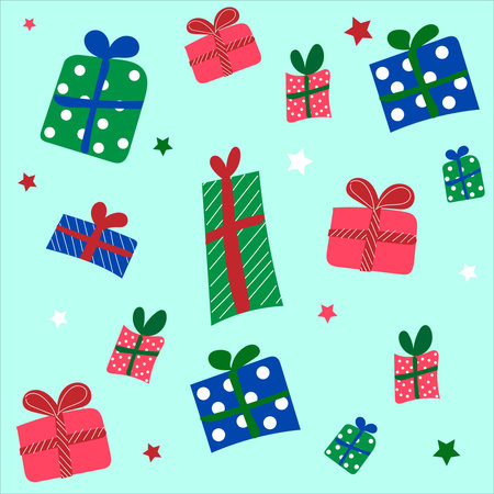 Christmas seamless vector pattern different giftboxのイラスト素材