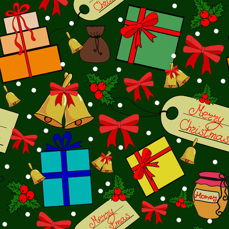 Colorful Pattern with Christmas Elementsのイラスト素材