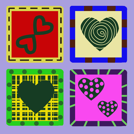 4 hearts on a postcard to Valentine\'s Dayのイラスト素材