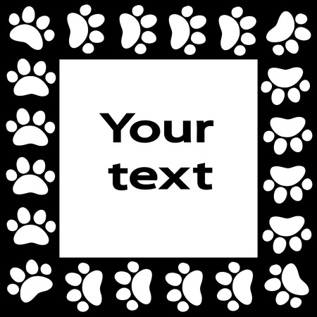 Cat or dog paw prints  frame for your text background, vectorのイラスト素材