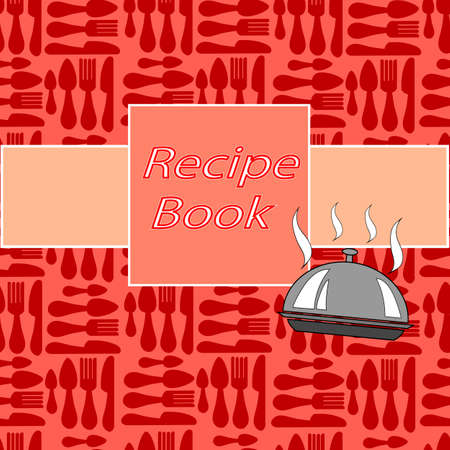 Recipes card with different kitchen accessories and a banner.のイラスト素材
