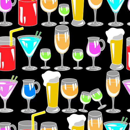 Seamless pattern with cocktail glasses for restaurant or bar menuのイラスト素材