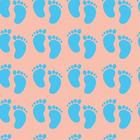 Seamless pattern with cute blue footprintsのイラスト素材