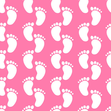 Seamless pattern with cute footprints on pink backgroundのイラスト素材
