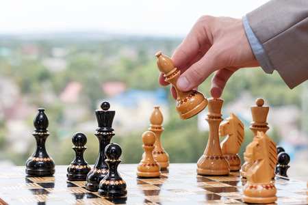 man playing chessの写真素材