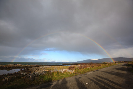 landscape of Ireland with rainbowの写真素材