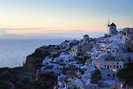 Sunset view from Oia village,Santorini island,Greeceの写真素材